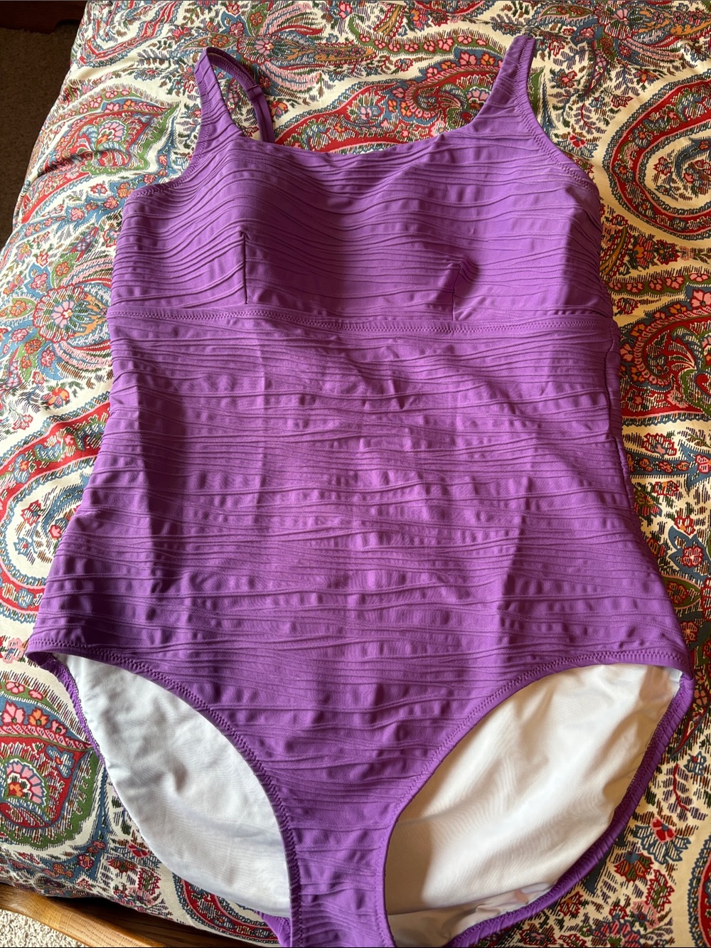 Lands' End Purple One-Piece Swimsuit Long Torso
